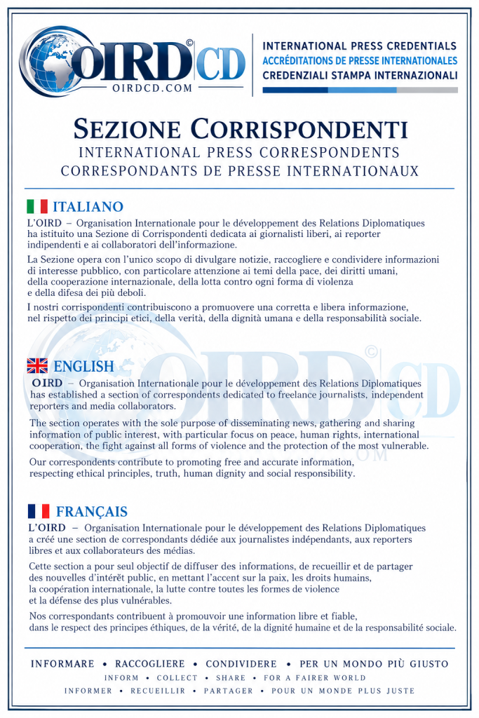 Sezione Corrispondenti – International Press Correspondents – Correspondants de presse internationaux