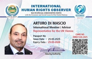 Tessera IHRO di Arturo Di Mascio, International Member / Advisor, Representative for the UN Vienna