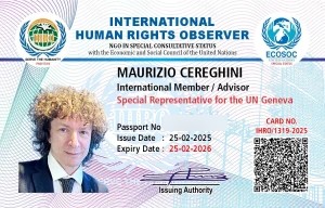 Tessera IHRO di Maurizio Cereghini, International Member / Advisor, Special Representative for the UN Geneva