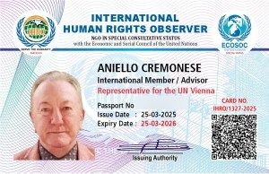 Tessera IHRO di Aniello Cremonese, International Member / Advisor, Representative for the UN Vienna