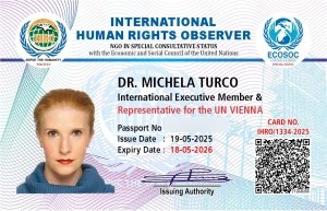 Tessera IHRO di Dr. Michela Turco, International Executive Member & Representative for the UN Vienna