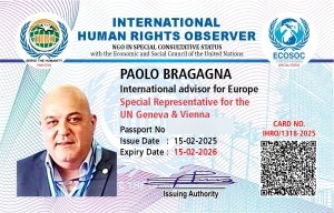 Tessera IHRO di Paolo Bragagna, International advisor for Europe, Special Representative for the UN Geneva & Vienna