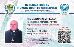 Tessera IHRO di H.E. Gennaro Vitiello, International Member / Advisor, Representative for the UN Vienna